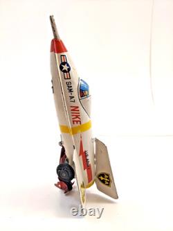 MASUYA SAM-A7 NIKE Space Rocket Vintage Tin Toy Friction Drive Litho Japan