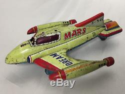 Marusan Vintage Tin Mars Dream Jet Friction Toy Airplane Space Rocket Japan San