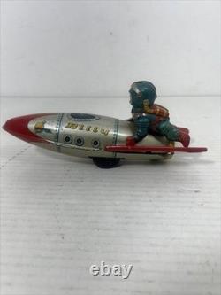 Masudaya Billy on Rocket Tin Friction Toy 1960s Vintage Space Japan Rare