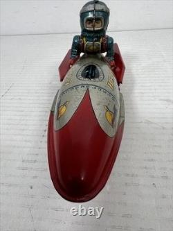 Masudaya Billy on Rocket Tin Friction Toy 1960s Vintage Space Japan Rare