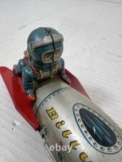 Masudaya Billy on Rocket Tin Friction Toy 1960s Vintage Space Japan Rare