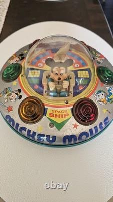 Masudaya Disney Mickey Mouse Tin Toy Space Saucer Vintage Showa