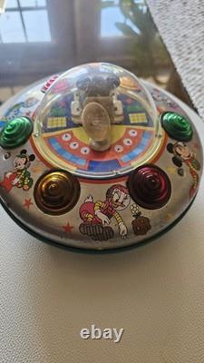 Masudaya Disney Mickey Mouse Tin Toy Space Saucer Vintage Showa