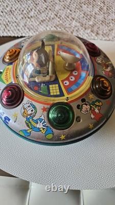 Masudaya Disney Mickey Mouse Tin Toy Space Saucer Vintage Showa