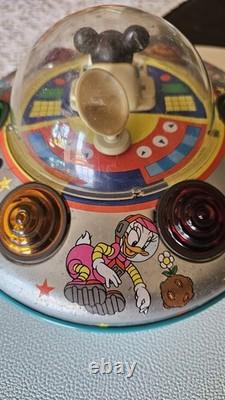 Masudaya Disney Mickey Mouse Tin Toy Space Saucer Vintage Showa