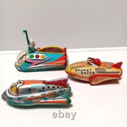 Masudaya Tin Space Rocket Toy Set of 3 Racer Moon Sonicon Vintage Japan