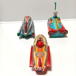 Masudaya Tin Space Rocket Toy Set of 3 Racer Moon Sonicon Vintage Japan