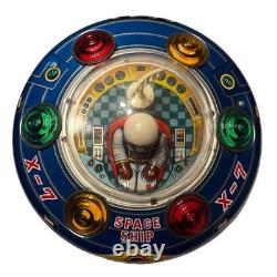 Masudaya X-7 Tin Space Ship Flying Saucer Japan Tested No Box Vintage Rare Tin