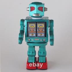 Metal House Space Evil Robot Tin Toy Green Figure vintage Used from Japan