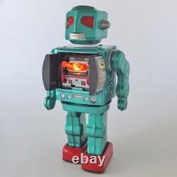 Metal House Space Evil Robot Tin Toy Green Figure vintage Used from Japan