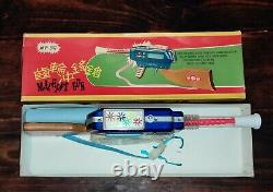 Mf 947 Vintage China Machine Gun Tin Wood Plastic Toy Friction Sound Sparks Nib