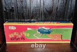 Mf 947 Vintage China Machine Gun Tin Wood Plastic Toy Friction Sound Sparks Nib