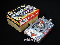 Mib Vintage Sparkling Space Tank Astronaut Wind-up Tin Ship T. T Takatoku Japan
