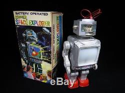 Mib Vintage Super Space Explorer Robot Tin Litho Battery Op. Hk Star Hong Kong