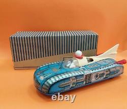 Mint Vintage Old European Space Tin Toy Rocket Car Holdauto Battery Oper + Box