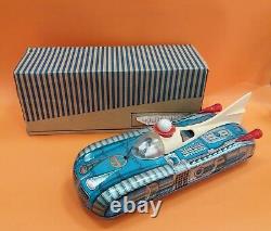 Mint Vintage Old European Space Tin Toy Rocket Car Holdauto Battery Oper + Box