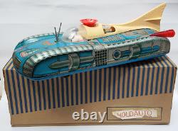 Mint Vintage Old European Space Tin Toy Rocket Car Holdauto Battery Oper + Box