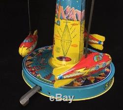 Musical Mechanical Space Ride Vintage Tin Toy Made In USA J. Chein & Company