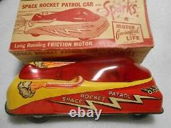 Nice Vintage 1950s Courtland Space Rocket Patrol Tin Friction Car in Box