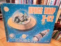 Nice Vintage Aa Battery Operated Space Ship X-52 Flying Saucer In Box