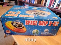 Nice Vintage Aa Battery Operated Space Ship X-52 Flying Saucer In Box
