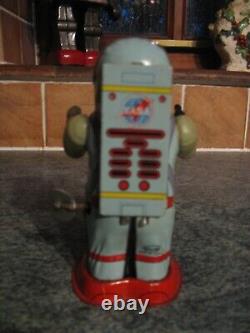 Nice Vintage Spaceman Tin Toy Shudo Wind Up Tinplate Apollo Nasa Astronaut Robot