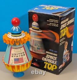 Ohio Art Whirling Space Capsule Top with Box Vintage Spinning Astronaut Tin Toy