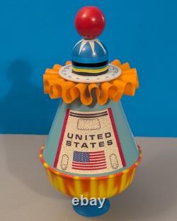 Ohio Art Whirling Space Capsule Top with Box Vintage Spinning Astronaut Tin Toy