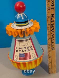 Ohio Art Whirling Space Capsule Top with Box Vintage Spinning Astronaut Tin Toy