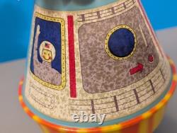Ohio Art Whirling Space Capsule Top with Box Vintage Spinning Astronaut Tin Toy