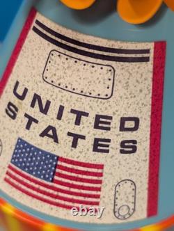 Ohio Art Whirling Space Capsule Top with Box Vintage Spinning Astronaut Tin Toy