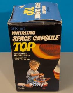 Ohio Art Whirling Space Capsule Top with Box Vintage Spinning Astronaut Tin Toy