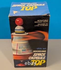Ohio Art Whirling Space Capsule Top with Box Vintage Spinning Astronaut Tin Toy