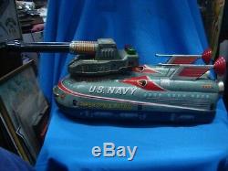 Old Vintage Big Size Battery Operated US Navy Space Petrol Vehicle Toy from Japa
