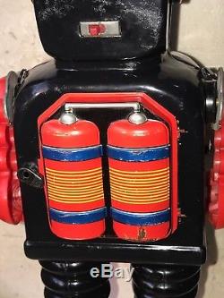 RARE BLINK A GEAR ROBOT VINTAGE BATTERY SPACE TIN TOY WORKING 1960s TAIYO JAPAN