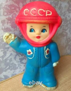 RARE USSR VINTAGE Soviet doll rubber soft toy Cosmonaut Astronaut space