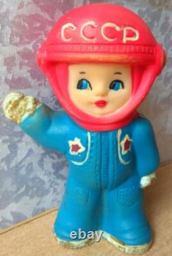 RARE USSR VINTAGE Soviet doll rubber soft toy Cosmonaut Astronaut space