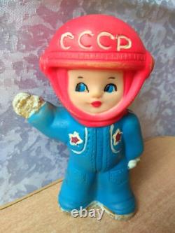 RARE USSR VINTAGE Soviet doll rubber soft toy Cosmonaut Astronaut space