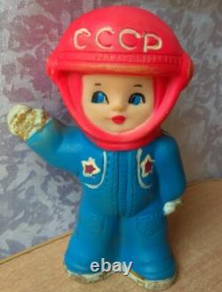 RARE USSR VINTAGE Soviet doll rubber soft toy Cosmonaut Astronaut space