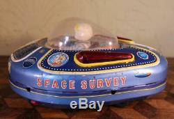 RARE Vintage 50/60s Masudaya Modern Toys Lithograph Tin Space Survey Ship Japan
