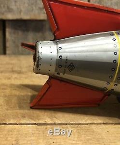 RARE Vintage 50s COMMANDER KO Japan Space Ship Tin Litho Toy Robot Friction