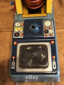 RARE Vintage 60s SATELLITE Launching Truck Space Robot Friction Toy Japan WORKS