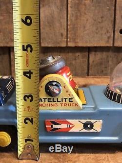 RARE Vintage 60s SATELLITE Launching Truck Space Robot Friction Toy Japan WORKS