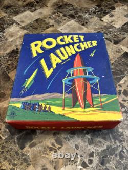 RARE Vintage American Toys Rocket Launcher, Space Rocket Tin Target Game Beauty