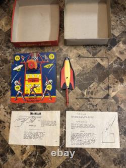 RARE Vintage American Toys Rocket Launcher, Space Rocket Tin Target Game Beauty