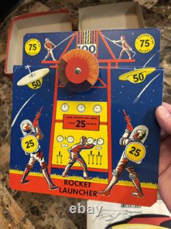 RARE Vintage American Toys Rocket Launcher, Space Rocket Tin Target Game Beauty