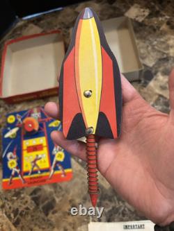 RARE Vintage American Toys Rocket Launcher, Space Rocket Tin Target Game Beauty