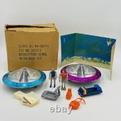 RARE Vintage SEARS Zee Toys METAL MAN 10-Piece Set spaceships / robots Zylmex