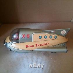RARO 1960s Vintage Modern Toys MASUDAYA MOON Explorer X-5 Tin Toy Japan Space