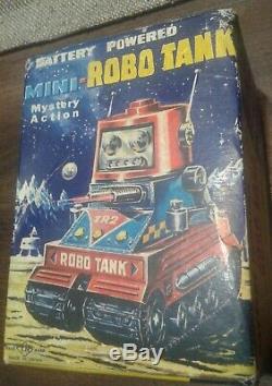 ROBOT robo tank mini NOMURA TOYS 60's vintage unused in box RARE TIN LITHO japan